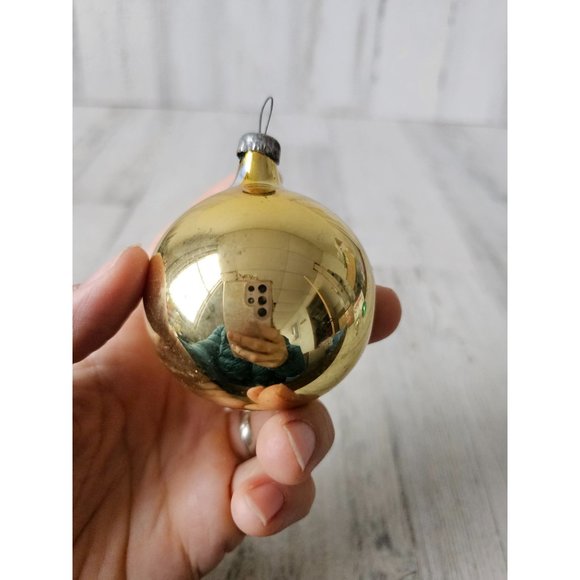 Vintage gold indent glitter silver ball ornament Xmas tree - Picture 4 of 9